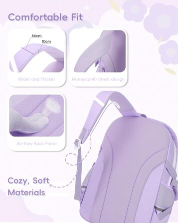 Рюкзак для підлітка Tanou, жіночий, для школи, 9-16 років, великий, водонепроникний, з брелоком (фіолетовий)