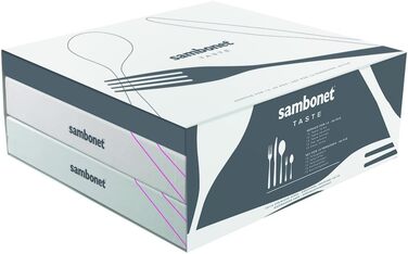 Sambonet Taste 52553-N2 - Stainless Steel Monoblock Dinnerware Set 18/10, for 12 people, 60 pieces: 12 forks, 12 spoons, 12 knives, 12 teaspoons, 12 dessert forks, dishwasher safe