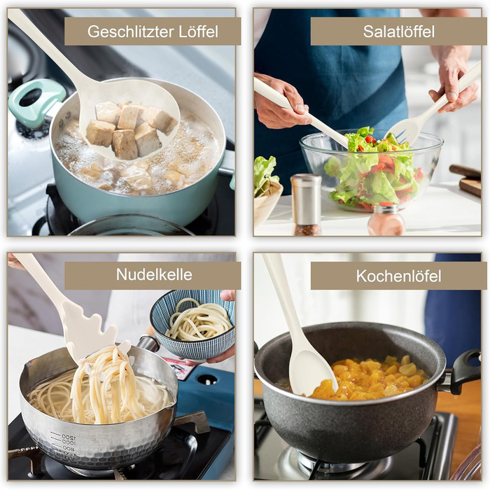 Набір кухонних аксесуарів Joyfair: 15 предметів з силікону, стійкий до нагрівання, антипригарний, для посуду, з тримачем, придатний для миття в посудомийній машині