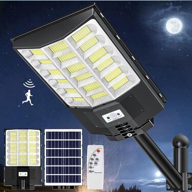 Вуличний сонячний LED світильник Sararoom 1000W з датчиком руху, 864LED, 6500K, IP65, з пультом, для саду, тераси, гаража, газону