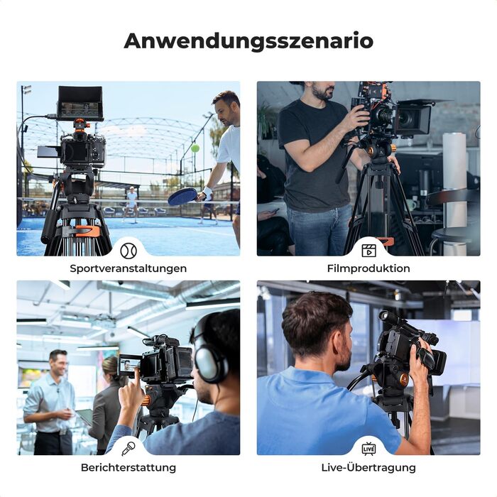 Відеоштатив K&F Concept 202 см з гідравлічною головою та швидкою зміною платформи, посилений тринога для DSLR, відеокамер та дзеркальних камер, навантаження до 8 кг