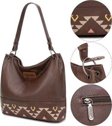 Сумка жіноча Wrangler Hobo з екошкіри, верхня ручка, кросбоді та сумка-тоут (Western Coffee)