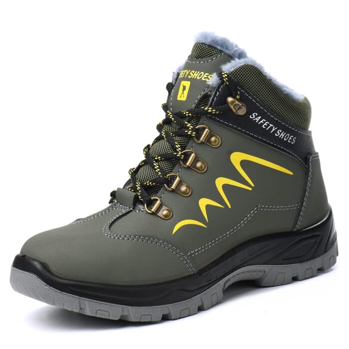Зимові робочі черевики для чоловіків та жінок. Безпечні черевики S3 з металевим носком. Легкі, теплі, захисні черевики. Розміри 35-48 (36 EU). Колір: зелений