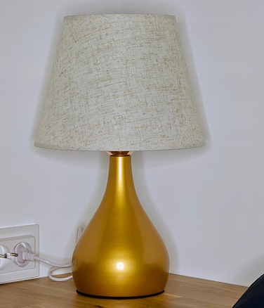 Сенсорна настільна нічна лампа з абажуром, LED, золотиста