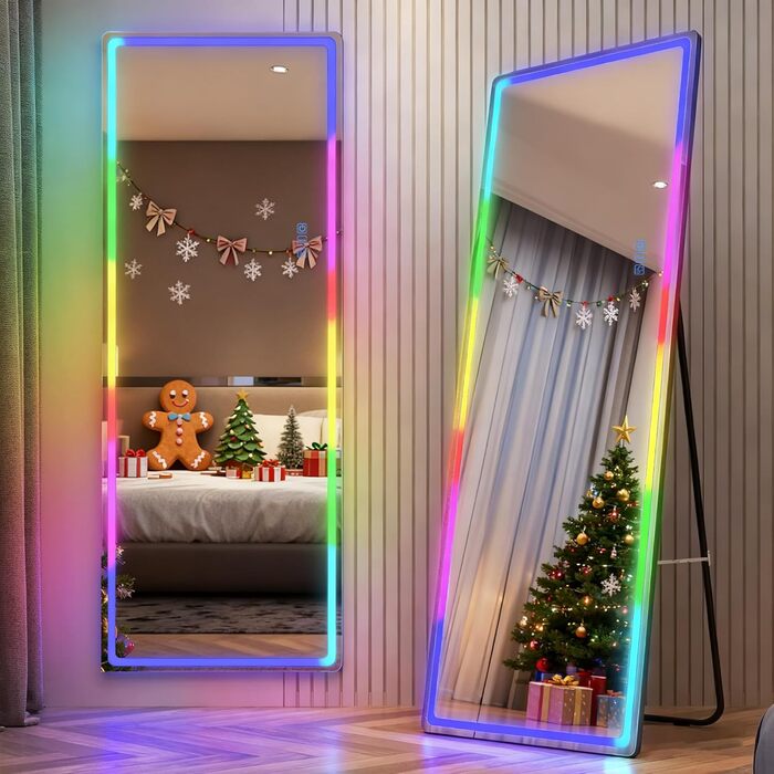 Дзеркало для тіла LVSOMT з підсвіткою, 120x40 см, настінне/на двері, LED, чорне