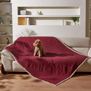 Водонепроникний килимок для собак Kritter Planet, м'який килимок для дому, захист дивану та автокрісла, 120x150 см (XL, Бордовий/Бежевий)