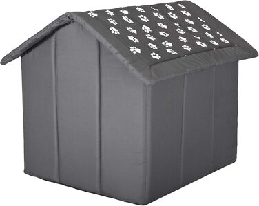Будинок для собак та котів HobbyDog - 60x55x60 см, сірий з білими лапками