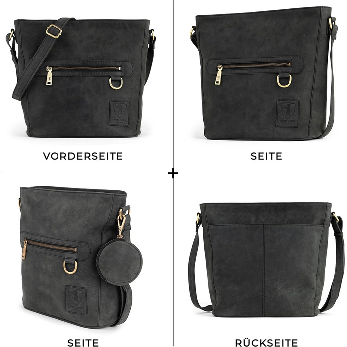 Сумка через плече Berliner Bags Siena Vintage з натуральної шкіри, сіра. Жіноча сумка-месенджер