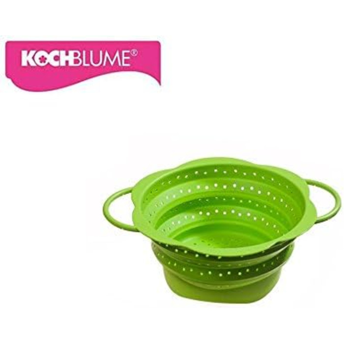 Силіконовий складаний друшляк Kochblume L, термостійкий, для кухні, лаймовий колір