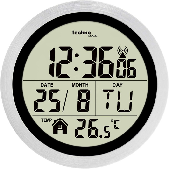 Technoline WS 8016 Modern Digital Radio Wall Clock with Temperature Display, Plastic, White, 225 x 143 x 24 mm WS8016WEISS (White, Bundle with Radio Wall Clock 147 x 79 mm)