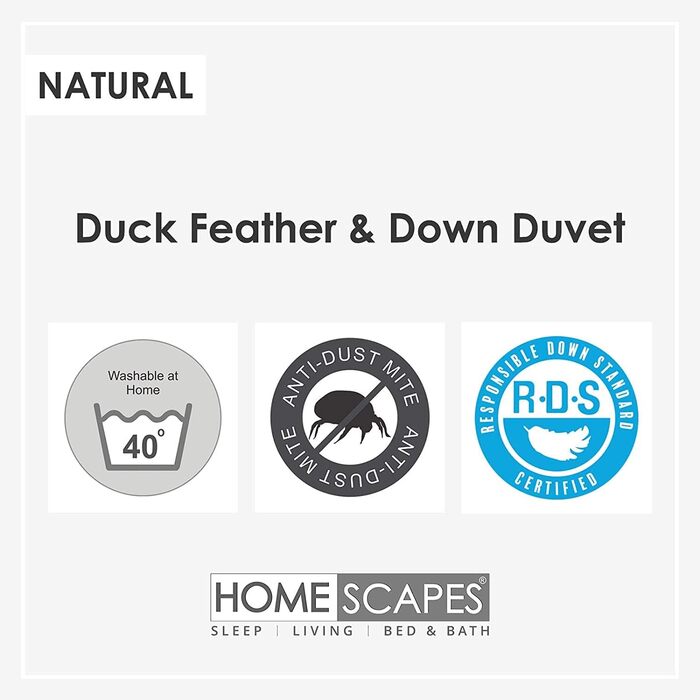 Homescapes Extra Warm Winter Comforter, 260 cm x 220 cm, Down Comforter Warmth Class 5-6 (85% Down Feathers and 15% Down) Quilted Comforter Öko-Tex Certified 260 x 220 cm