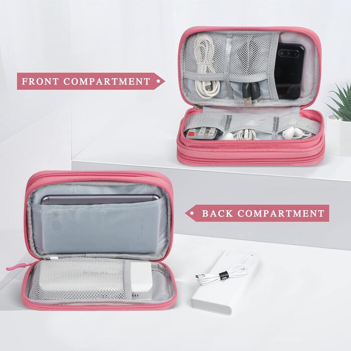 Органайзер для кабелів Simpolor: рожева сумка-чохол для зберігання кабелів, USB-накопичувачів, Power Bank та аксесуарів