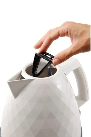 Електричний чайник De'Longhi Brillante KBJX2001W, 2000 Вт, 1,7 л, білий