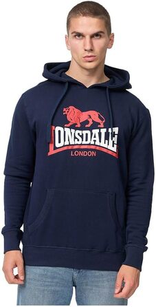 Світшот Lonsdale London Thurning änner з капюшоном Бордовий, Базовий, Casual, Streetwear (XL, Синій/Червоний/Білий)