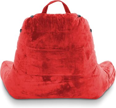 Подушка для чоловіків з підлокітниками - велика, для читання та відпочинку в ліжку. З преміум-піною з пам'яті, знімний валик для шиї на банджі. Червоний колір | Оригінальна версія