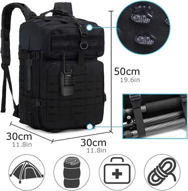 KSIBNW Military Backpack 50L Tactical, Large Capacity Survival Waterproof Climbing Hiking Trekking Backpack Travel 3 Days Outdoor Men's For Travel