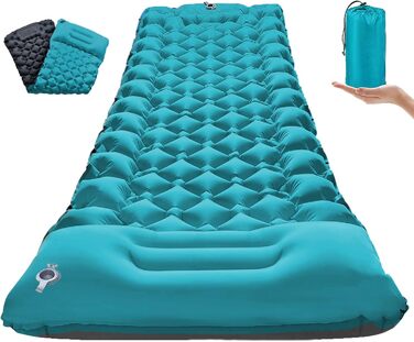 Саморозкладаний килимок для кемпінгу Isomatte - 9 см, надувний килимок для сну, повітряний матрац, туристичний килимок з насосом для авто, намету, трекінгу, пляжу (блакитний/сірий)