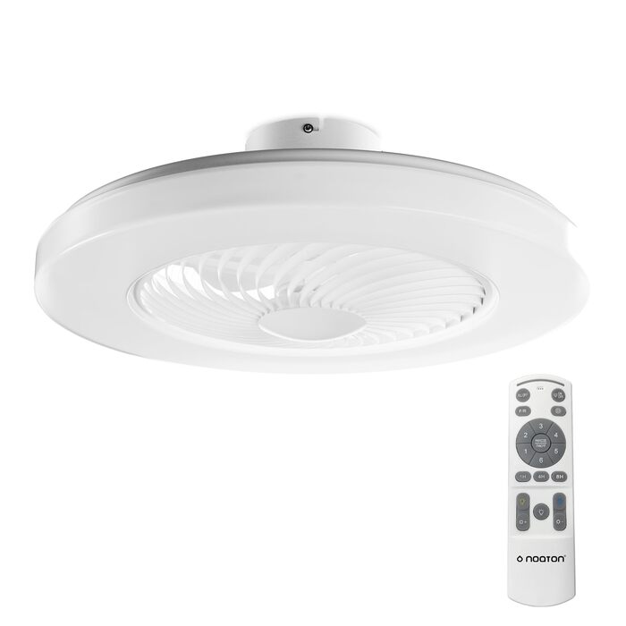 Стельовий вентилятор Noaton Triton 12050B з LED підсвіткою, диммування, 3 режими кольору, пульт ДУ, таймер, діаметр 50 см, білий