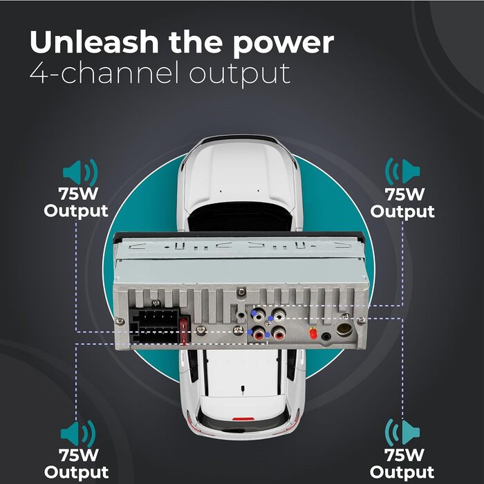 Автомагнітола Caliber 1DIN Bluetooth, DAB+/FM, 4x75 Вт, USB, MicroSD, зарядка 2.1A, Aux-in, гучний зв'язок, зовнішній мікрофон, RCA вихід, антена DAB+, підтримка MP3/WMA/APE/FLAC/AAC