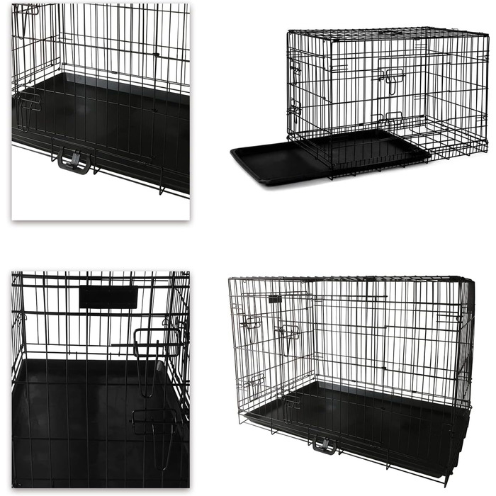 Клітка для собак 60x43x48 см, складана переноска з металу для собак, 2 дверцята, переноска для тварин, авто-переноска, клітка для собак Small