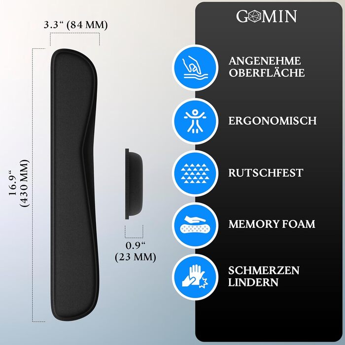 Підставка для зап'ястя Gomin - ергономічна, з Memory Foam, протиковзка, для миші, ноутбука, комп'ютера, геймінгу, клавіатури