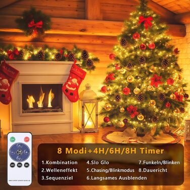 LED гірлянда на батарейках/USB, 10м, 100 світлодіодів, тепле біле світло, з таймером, вологостійка, для декору на Різдво, весілля, вечірки, балкону, саду