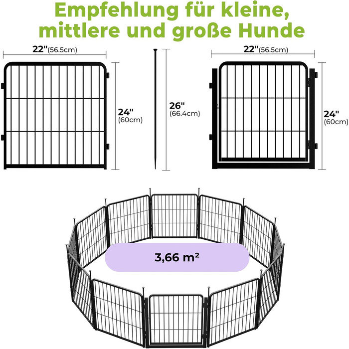 Клітка для цуценят SunsGrove 2 шт., 60 см, міцна, для дому, чорна, антикорозійна, без інструментів (12 шт., 56.5 x 60 см)
