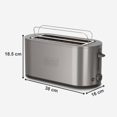 Тостер BLACK+DECKER BXTO1960E з цифровим керуванням, 1960 Вт, 6 рівнів підсмажування, 4 відділення, функції: стоп, підігрів та розморожування, автоматичне центрування, підігрівач для тостів