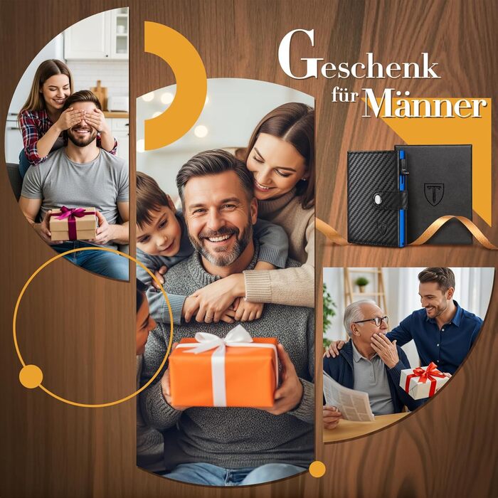 Чоловічий гаманець TENBST з відділом для монет та RFID захистом, Slim Wallet, 10 відділень для карток, помаранчевий