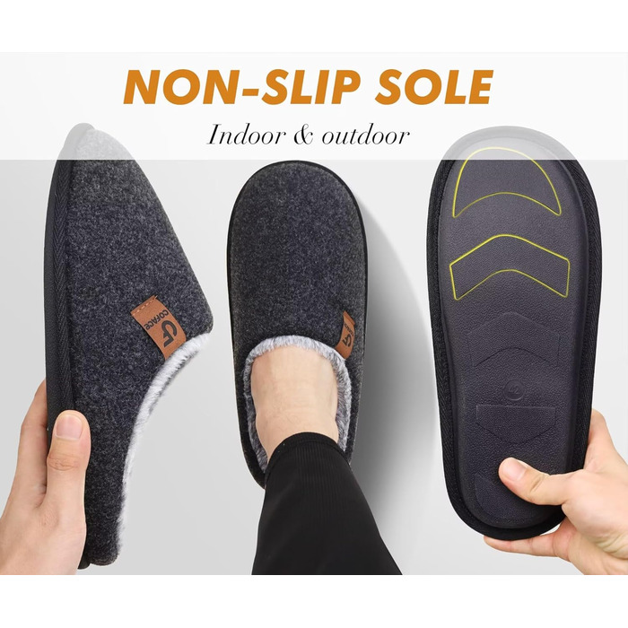 Тапочки жіночі COFACE з фетру, теплі, зручні, з м'якою підкладкою, чорні, розмір 38 EU