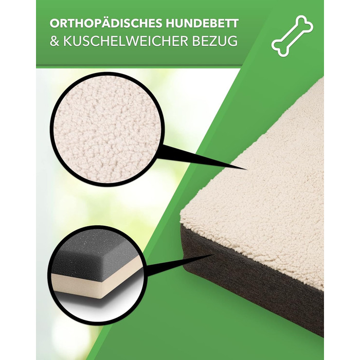 Ортопедичне ліжко для собак Diluma Benji - м'яке килимок для домашніх тварин - лежанка для собак знімний чохол - диванчик для собак Бежевий - 100 x 65 x 10 см - L