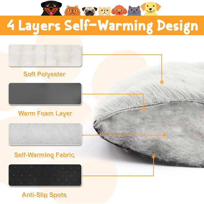 Wdmiya Самогріюча ковдра для домашніх тварин 90x60 см, ковдра для котів та собак, тепла та м'яка ковдра, без електроживлення, для автомобіля, для дому.