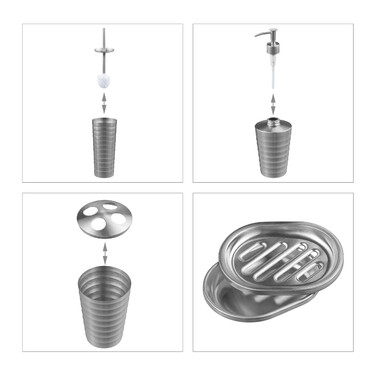 Relaxdays 5-piece Bathroom Set Stainless Steel