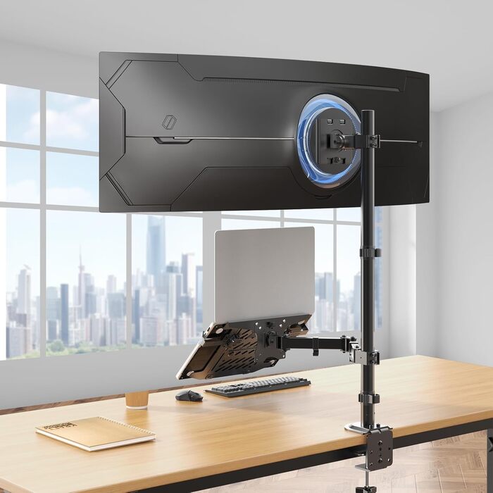 Кріплення для монітора PUTORSEN з регульованою по висоті та поворотною платформою для моніторів 17-49 дюймів та ноутбуків до 18 дюймів, VESA 75/100 мм, 81.8 см