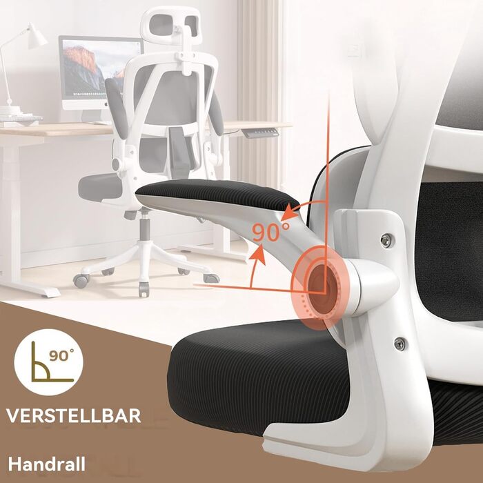 Ергономічне крісло для офісу чорно-біле | Регульоване по висоті, з підлокітниками, підтримкою попереку та сіткою | Для дому, ігор, навчання. Чорний та білий, середній розмір
