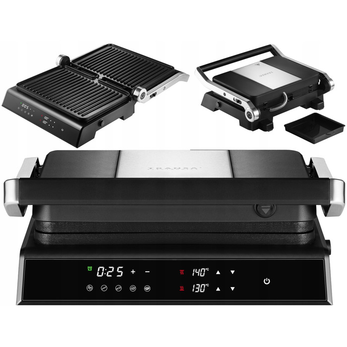 Електричний гриль Transa Electronics DualPlate, чорний, 2200 Вт, з регулюванням температури