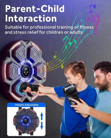 Music Boxing Machine for Adults & Kids - LED Light Electronic Punching Bag with Bluetooth Speaker & 9 Speed Modes