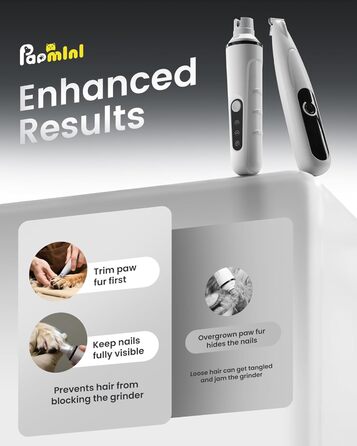 Триммер для стрижки кігтів та стрижка кігтів для собак 2 в 1, безшумний, акумуляторний, електричний, для великих, середніх та маленьких собак, білий