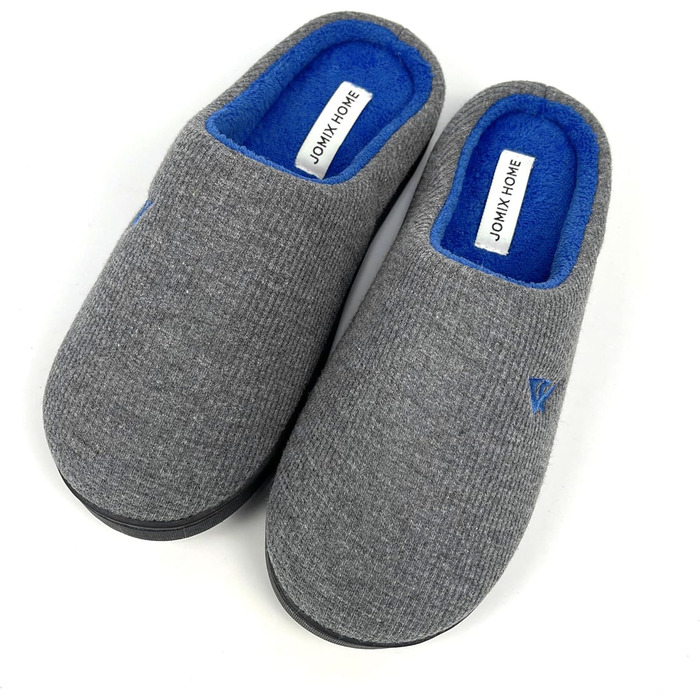 Домашні тапочки JOMIX для чоловіків та жінок, теплі, з піною Memory Foam, зручні та неслизькі, для дому та вулиці, 45 EU, сірий, блакитний