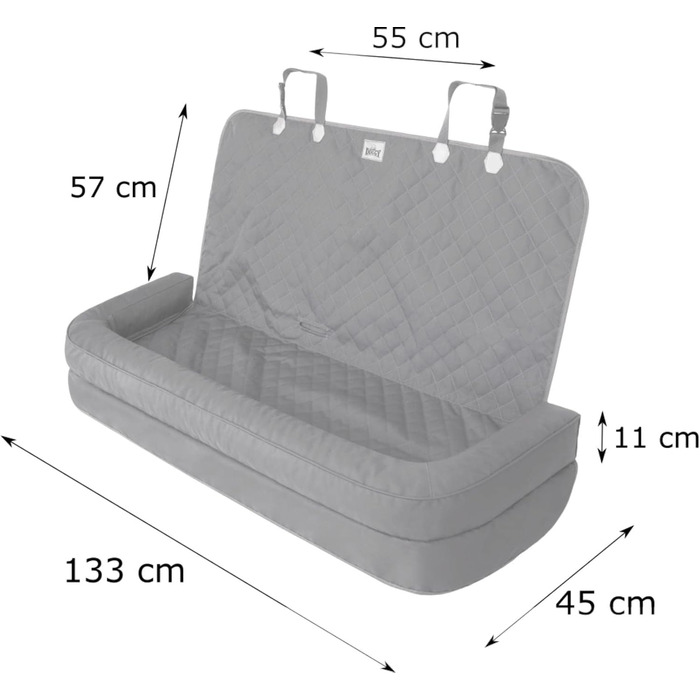 Автоматик для собак та котів: підстилка на заднє сидіння, переноска, корзина, шлейка, ліжко, корзинка, бежевий Оксфорд, 133 x 45 см