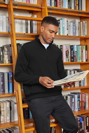 Світшот чоловічий PINSPARK з ¼ блискавкою, довгим рукавом, без капюшона, чорний, XL