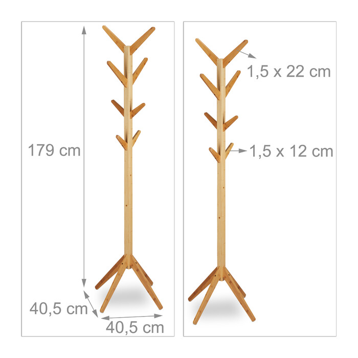 Relaxdays Bamboo Coat Rack
