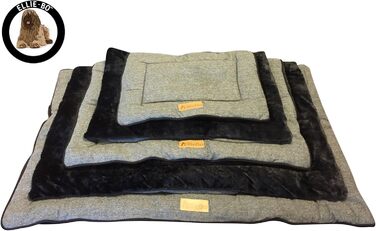 Ортопедичне ліжко для собак Ellie-Bo з піною з пам'яті, чорного кольору, вологостійке, для клітки 76 см, розмір M (XXL - [117 x 75 x 3 см], двостороннє твід та чорна штучна шерсть)