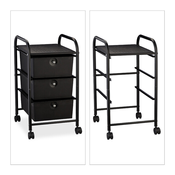 Relaxdays Rolling Cart with 3 Drawers