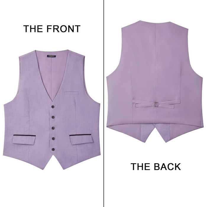 Елегантна жилетка для чоловіків HISDERN: весільна, класична, однотонна, для ділового стилю та вечірніх заходів (сіро-фіолетовий, 3XL)