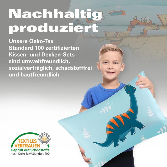 Набір постільної білизни BaSaTex для дітей | 100x135 см + 40x60 см | 100% поліестер мікрофібра | Застібка-блискавка | Милі сни - овечки та хмаринки | сірий/білий | BaSaTex