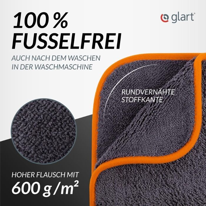Мікрофібра для автомобіля Glart 443TPO4, набір 12 шт, 40x40 см, 600 GSM, серветки для полірування та чищення авто