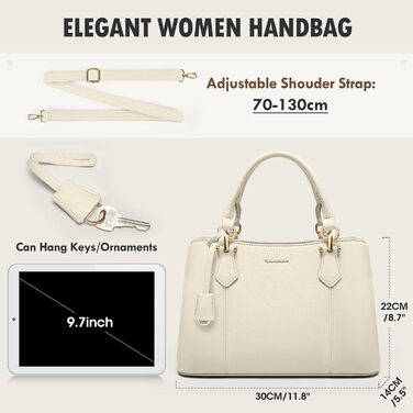 Жіноча сумка RAINSMORE середнього розміру з екошкіри, біла: сумка-тоут, сумка на плече, ручна сумка