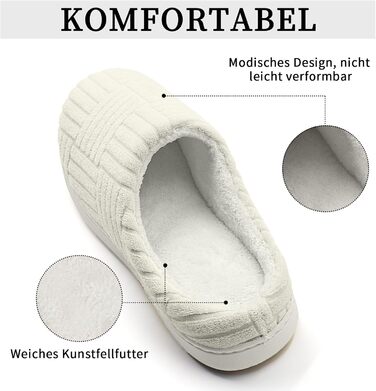 Зручні антиковзні домашні тапочки з Memory Foam з бавовни для жінок (40/41 EU, білі)