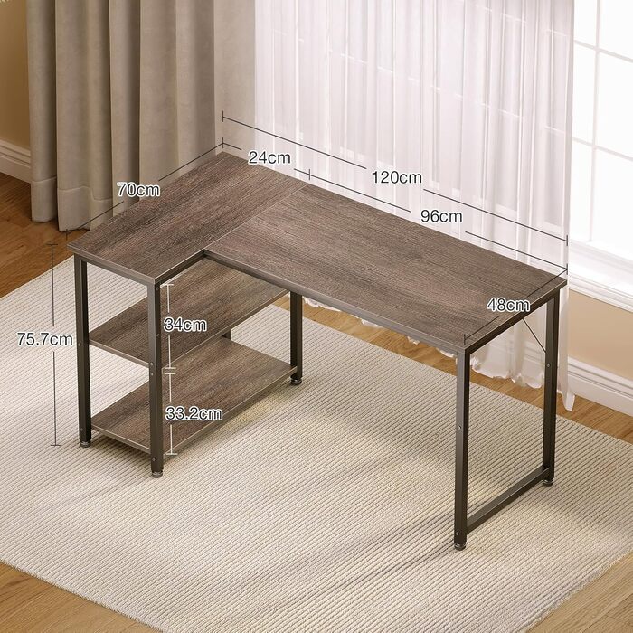 Ігровий стіл Coleshome, кутовий, з обертовим органайзером, 120x70 см (сірий)